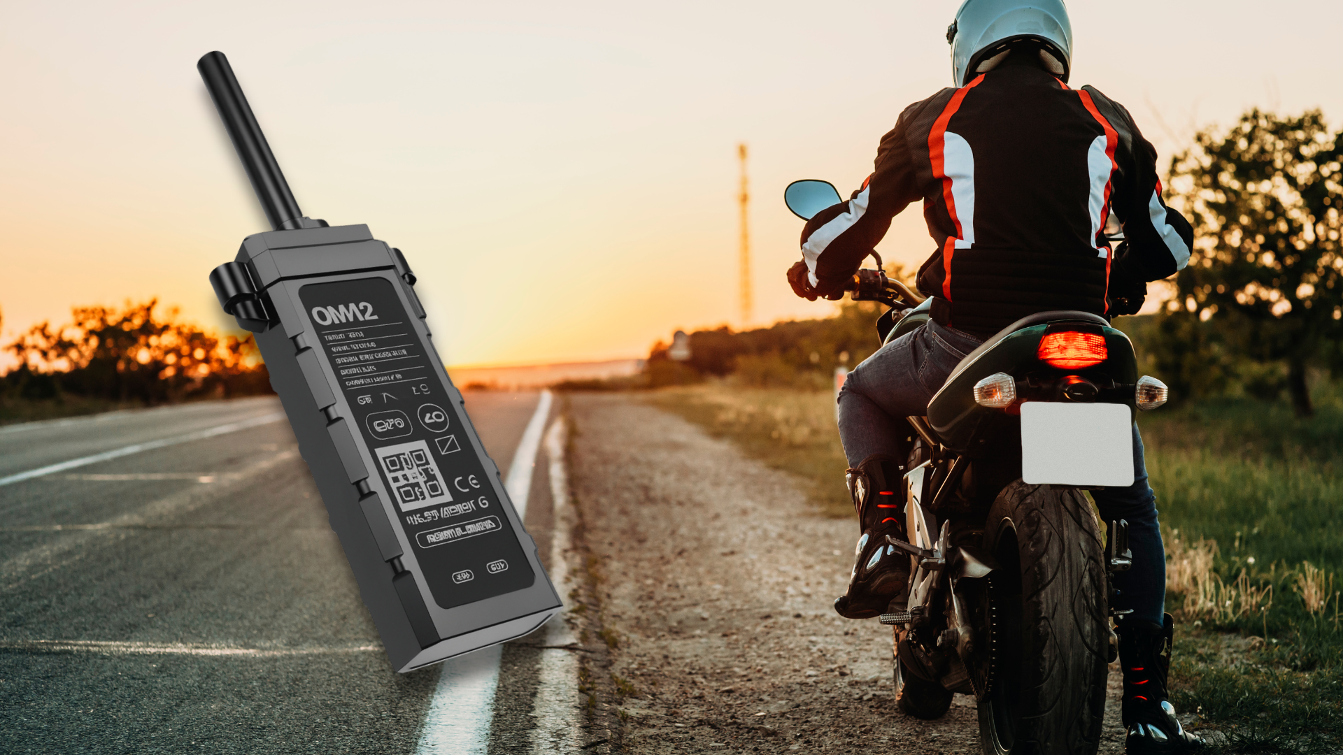 OM2U Waterproof Motorcycle GPS Tracker - IP68 rated rugged GPS tracker for motorcycles and outdoor conditions